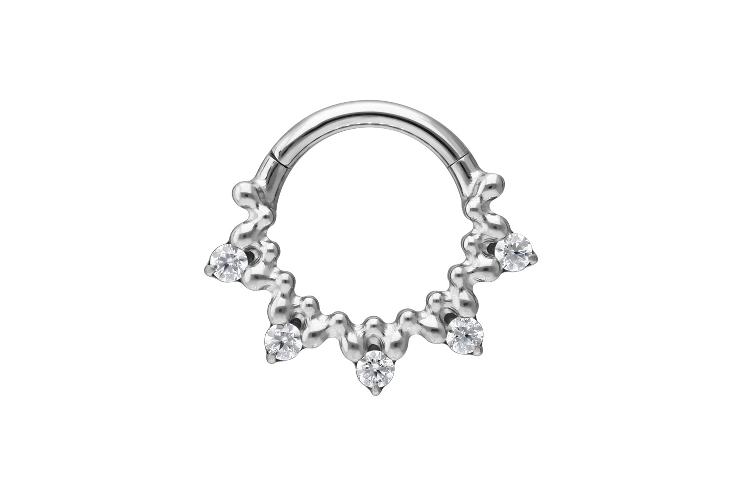 Titan Segmentring Clicker Piercing 5 KRISTALLE + KUGELN